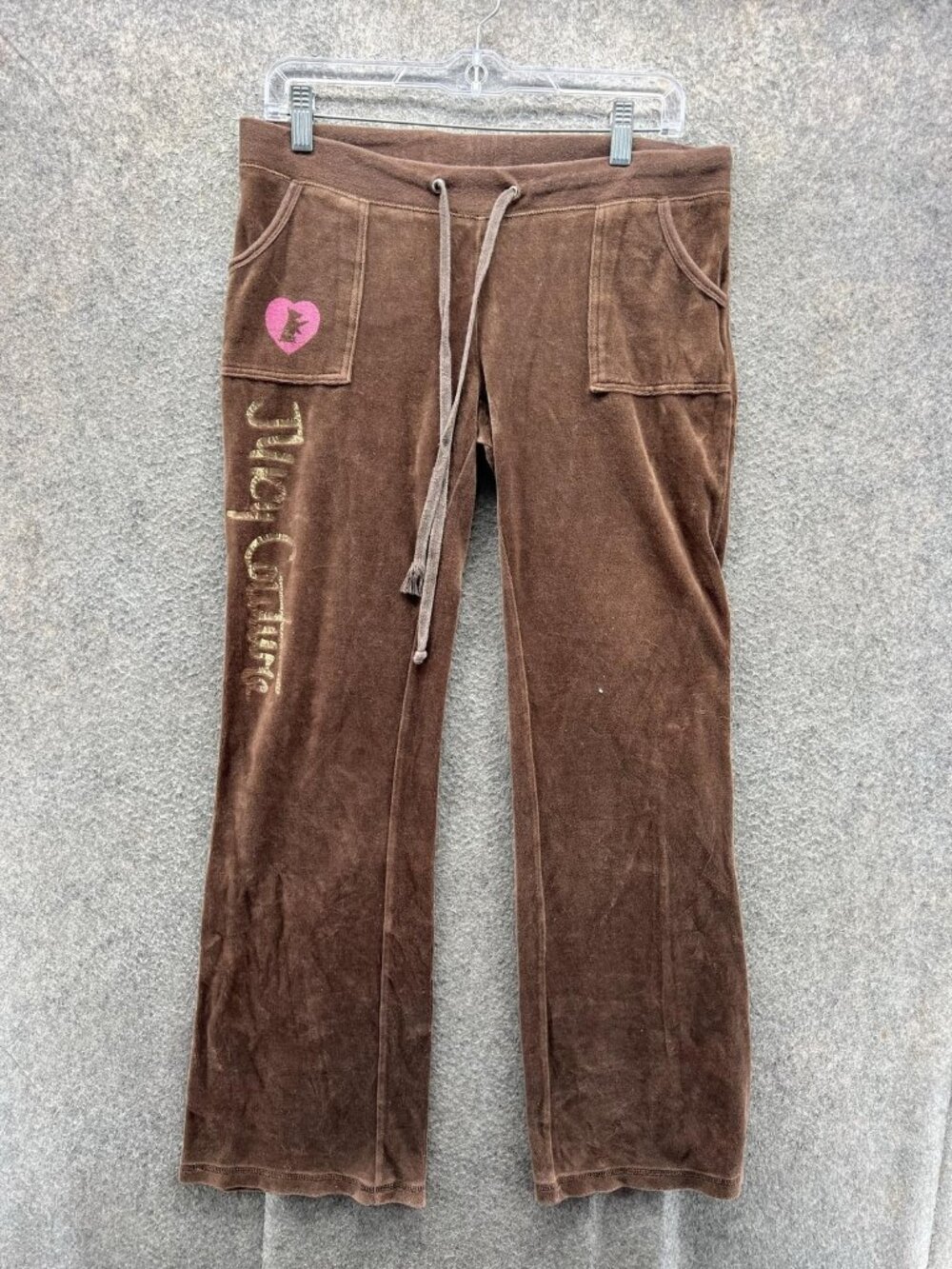 Juicy Couture Sweatpants Womens Large Brown Velour Drawstring Y2K Pants - Picture 1 of 11